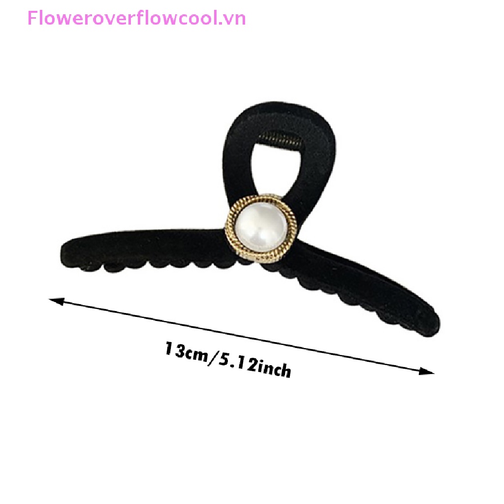 Fofc Kẹp Tóc Hình Cá Mập Đính Đá Và Ngọc Trai Màu Đen Thời Trang Thu Đông Cho Nữ