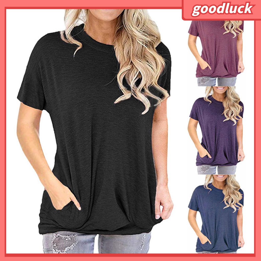 Áo Thun Tay Ngắn Cổ Tròn Màu Sắc Thời Trang Dành Cho Nữ