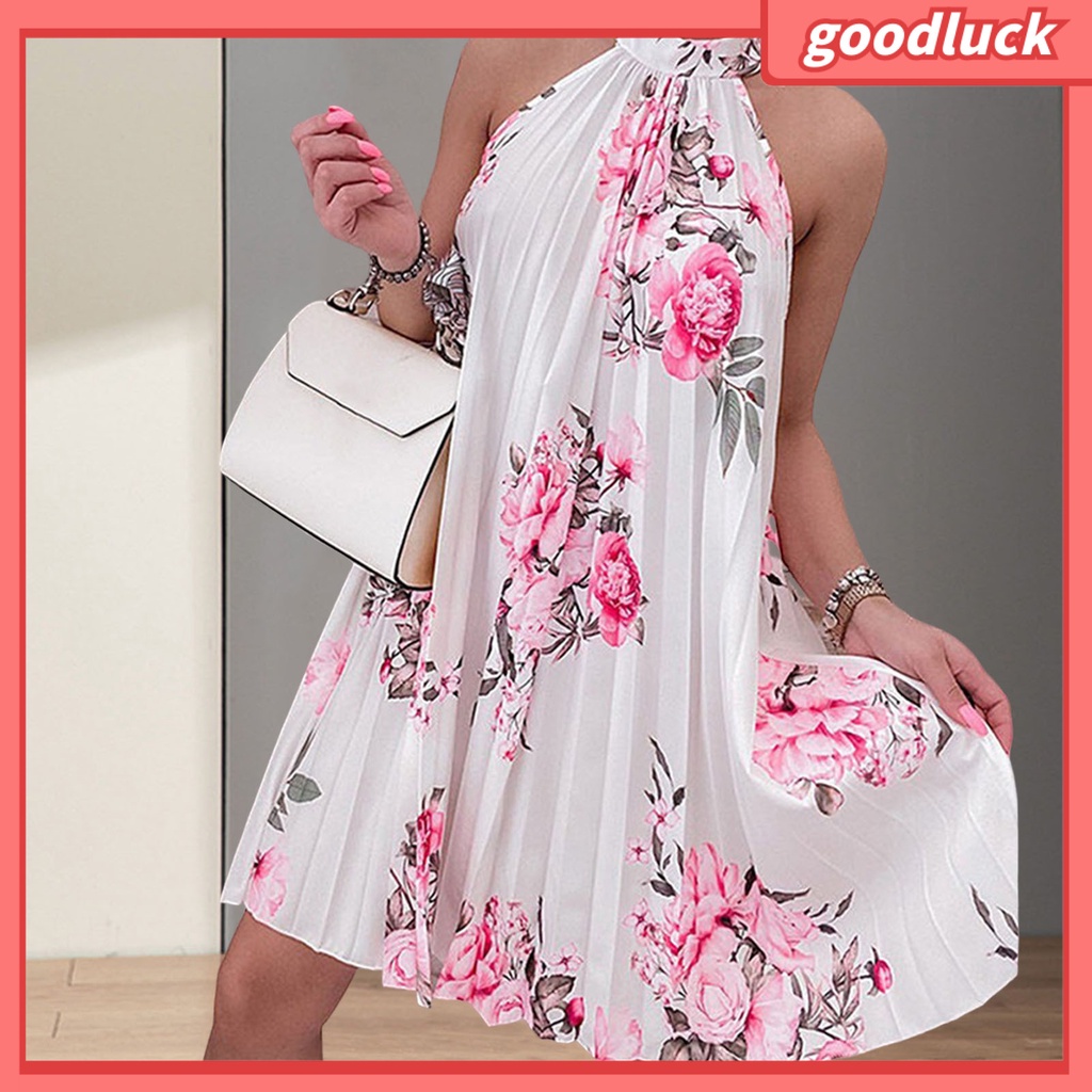 Đầm Xếp Ly Sát Nách Hở Vai Bằng Polyester Thoáng Khí Khô Nhanh Trang Trí Họa Tiết Thời Trang Dành Cho Bạn Nữ