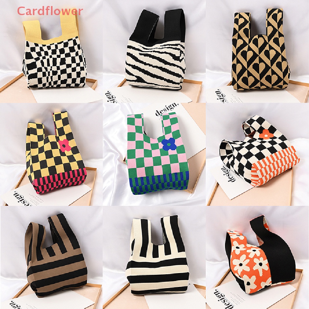 1 Túi Xách Mini Đeo Vai / Xách Tay Đan Len Họa Tiết Kẻ Sọc Phong Cách Boho Thời Trang Mới Cho Nữ