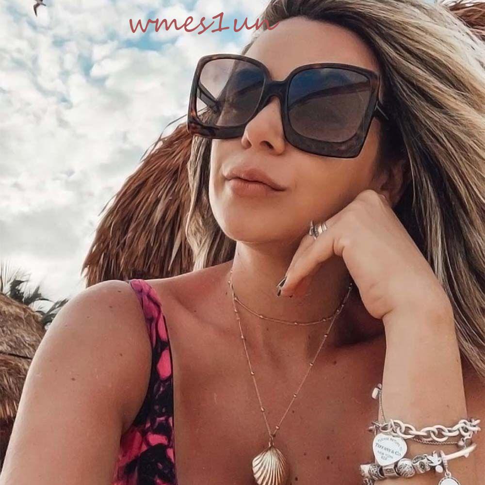 Kính Mát Chống Tia UV Gọng Lớn Họa Tiết Da Báo Kiểu Vintage WMES15H Cho Nữ