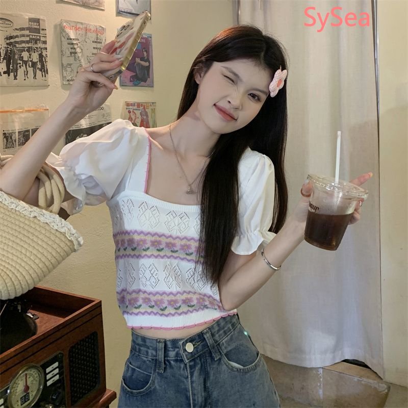 Áo Dệt Kim Tay Phồng Thời Trang Mùa Hè Cho Nữ