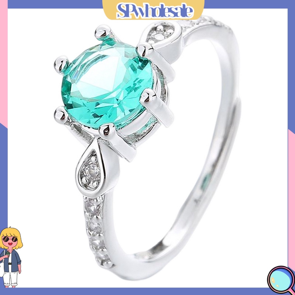 <SPwholesale> Nhẫn Cưới Dạng Hở Đính Đá Zircon Hình Giọt Nước Sáu Móng Lấp Lánh Có Thể Điều Chỉnh Quà Tặng Trang Sức Thời Trang Cho Nữ