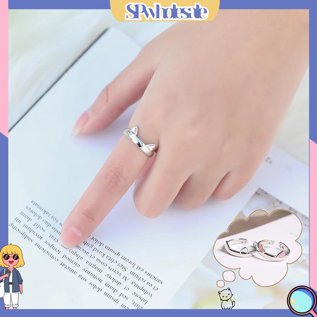 <SPwholesale> Nhẫn Hở Mạ Trang Sức Hình Tai Mèo Có Thể Điều Chỉnh Trang Sức Hàng Ngày Cho Cặp Đôi
