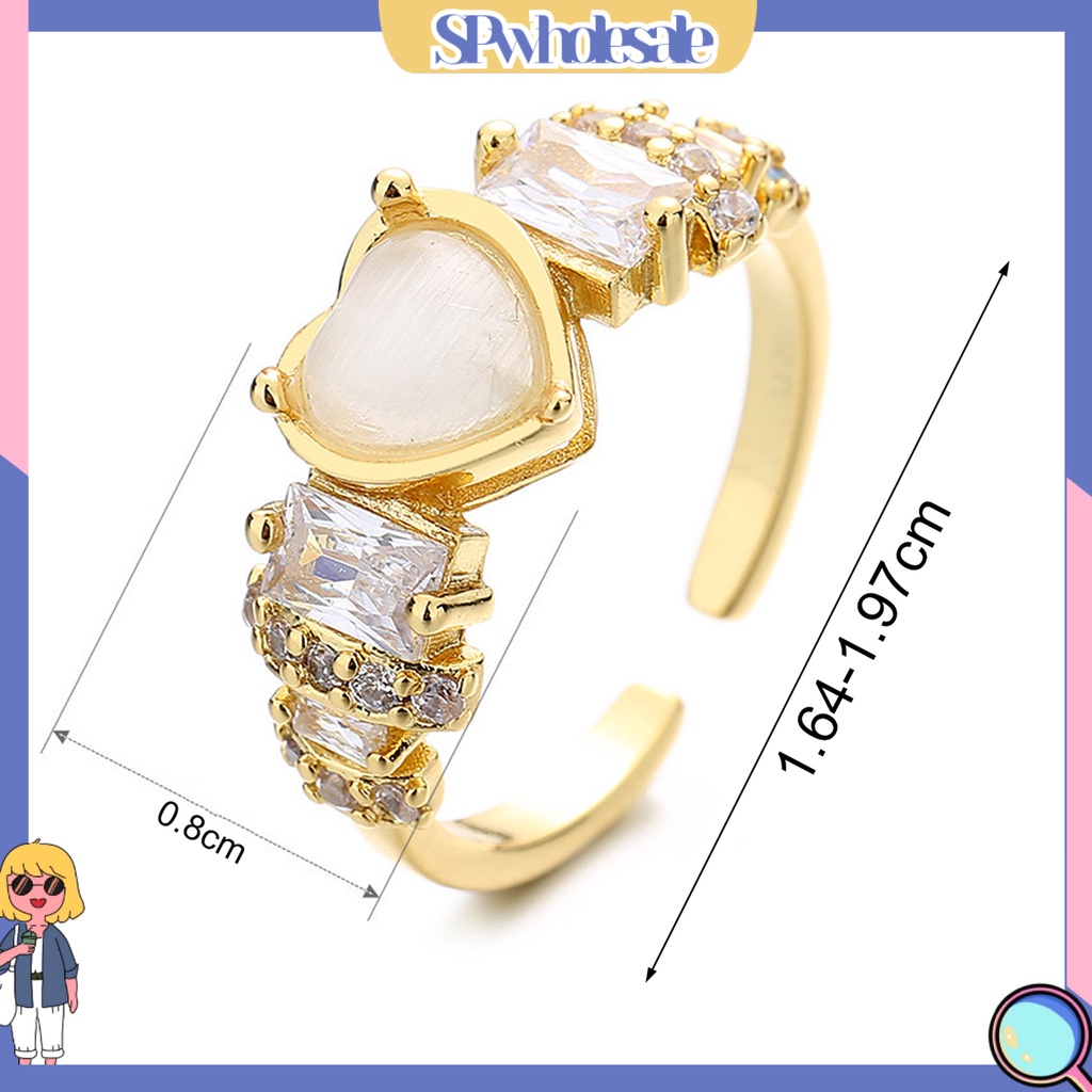 <SPwholesale> Nhẫn Hở Đính Đá Hình Trái Tim Phong Cách Retro Thời Trang Cho Nữ