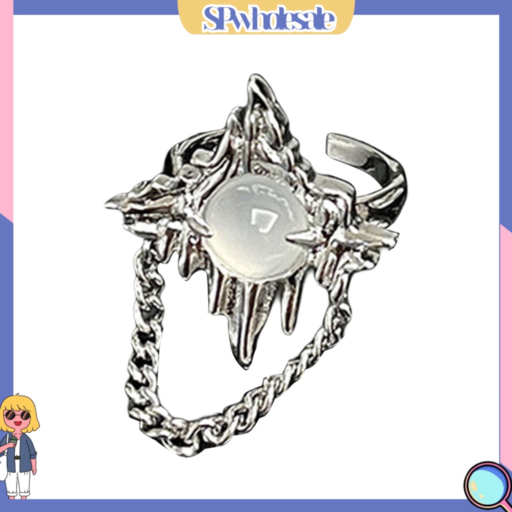 <SPwholesale> Nhẫn Kim Loại Xếp Ly Giả Ngọc Trai Phối Tua Rua Phong Cách Gothic Làm Quà Sinh Nhật Cho Nữ