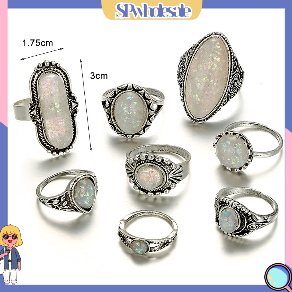 <SPwholesale> Set 8 Nhẫn Đeo Khớp Ngón Tay Phong Cách Vintage