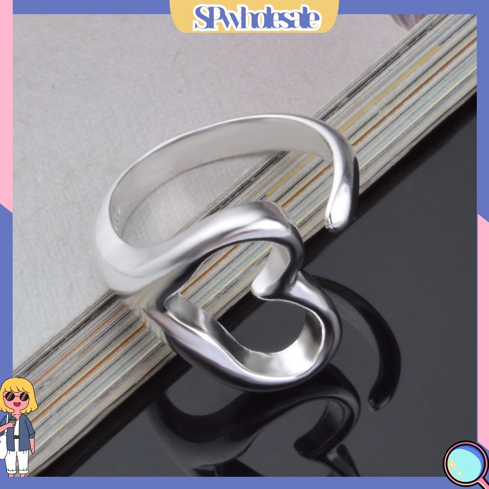 <SPwholesale> Nhẫn Hở Mạ Bạc Hình Trái Tim Thời Trang Cho Nữ