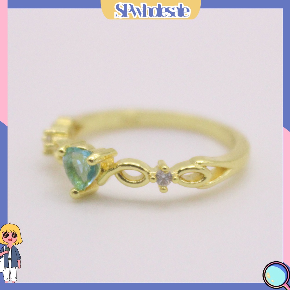 <SPwholesale> Nhẫn Đính Đá Zircon Hình Trái Tim Thời Trang Cho Nữ