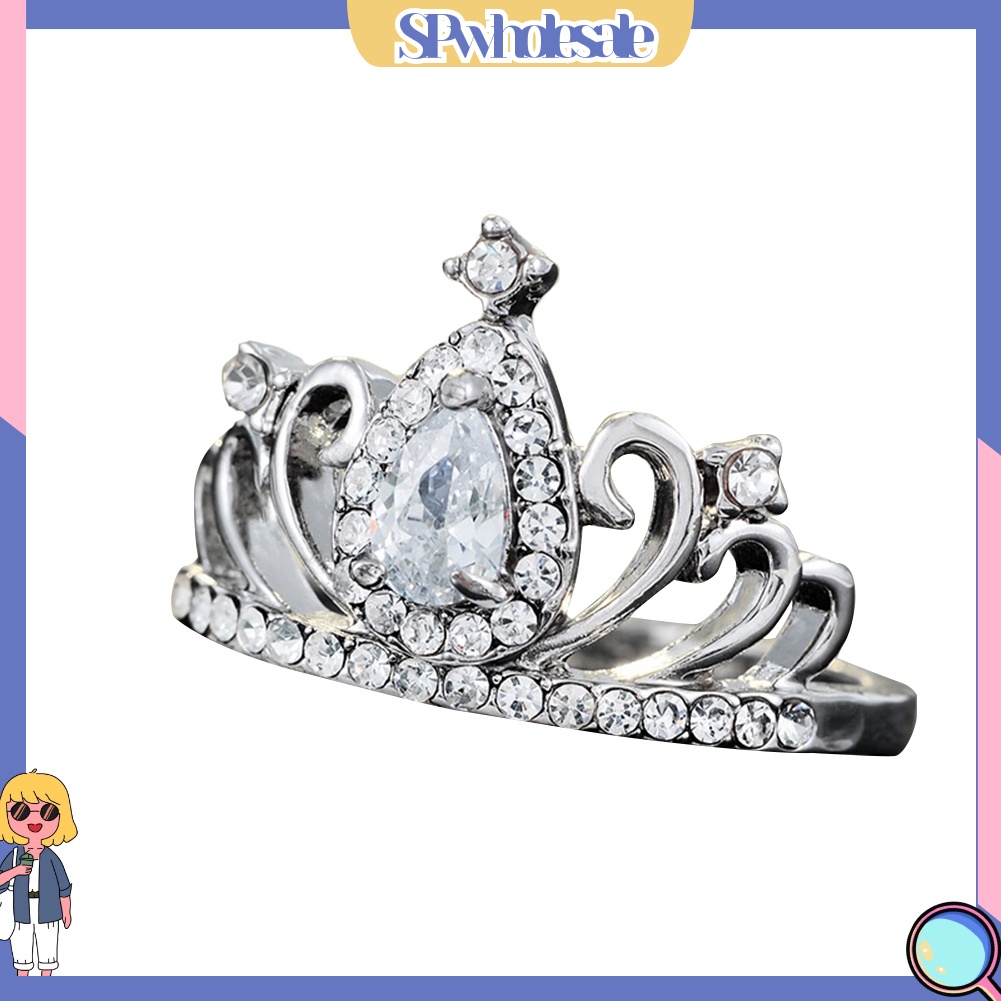 <SPwholesale> Nhẫn Hình Giọt Nước Đính Đá Hình Giọt Nước Sang Trọng Cho Nữ