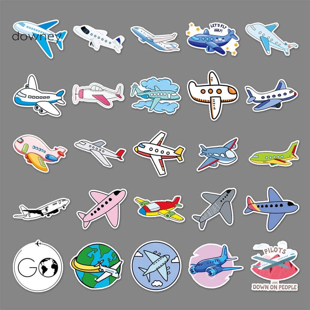 Bộ 50 Miếng Dán Họa Tiết Hoạt Hình Màu Trong Suốt Dùng Trang Trí Laptop / Xe Hơi