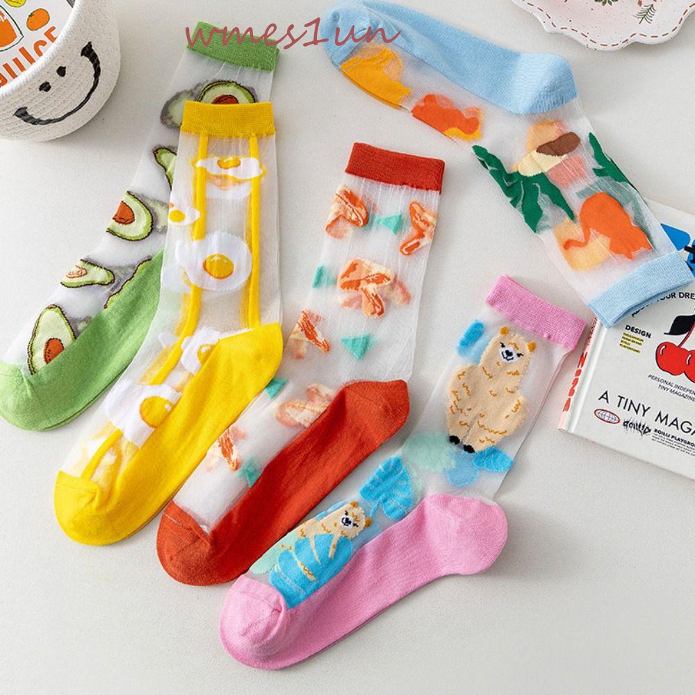 Vớ Lụa Thủy Tinh Mỏng Họa Tiết Lạc Đà Alpaca Nhật Bản Dễ Thương WMES15H Cho Nữ