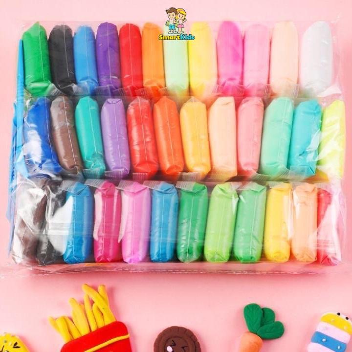 Đất sét tự khô Nhật 12/36 màu an toàn nặn hình cao cấp siêu nhẹ dành cho bé làm butter slime trang trí