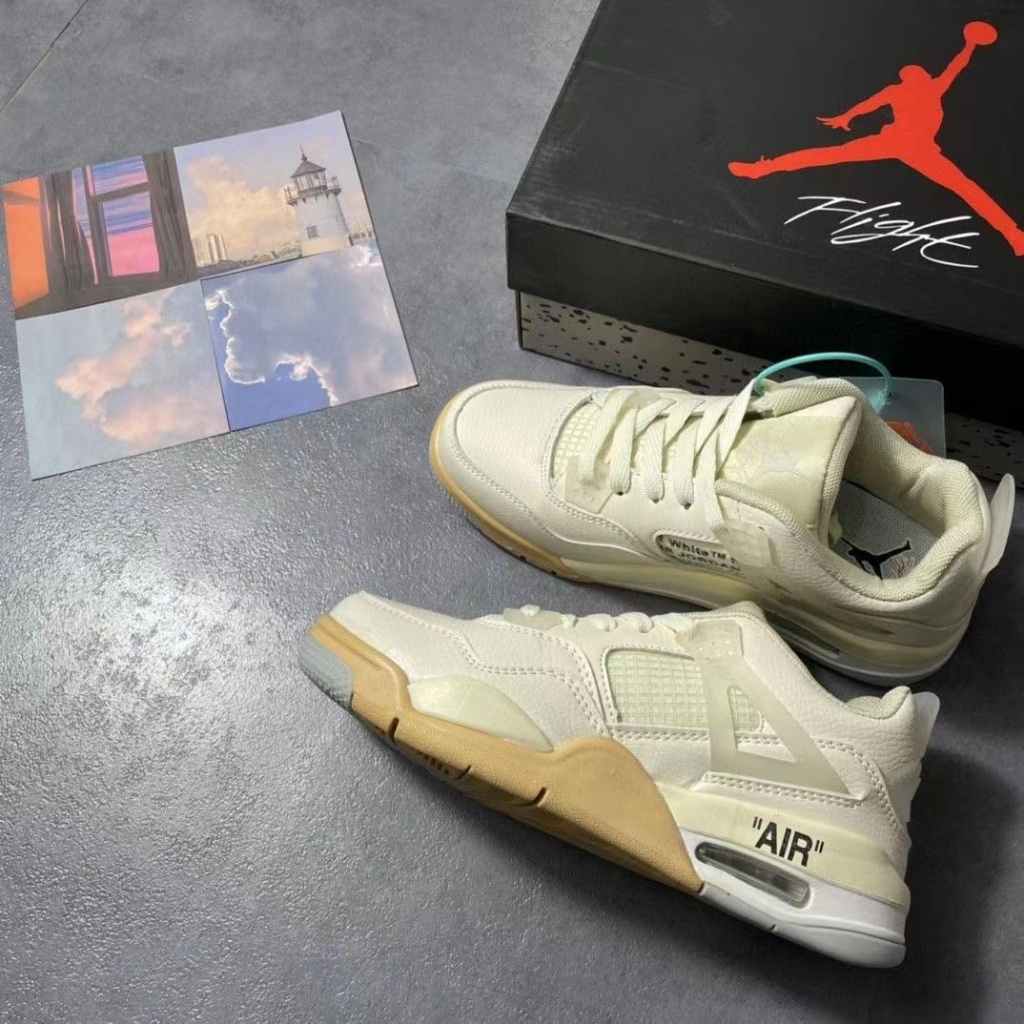 Giày Thể Thao Chơi Bóng Rổ / Bóng Đá / Bóng Đá aj4 Màu Xanh Dương / Trắng Thời Trang Cho Cặp Đôi