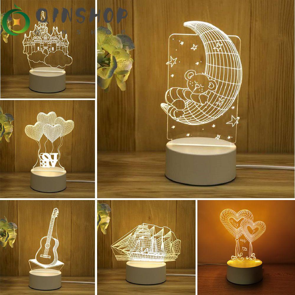Đèn Ngủ LED 3D Hình Lâu Đài / Gấu Sáng Tạo Trang Trí Bàn Tiệc Cưới / Valentine