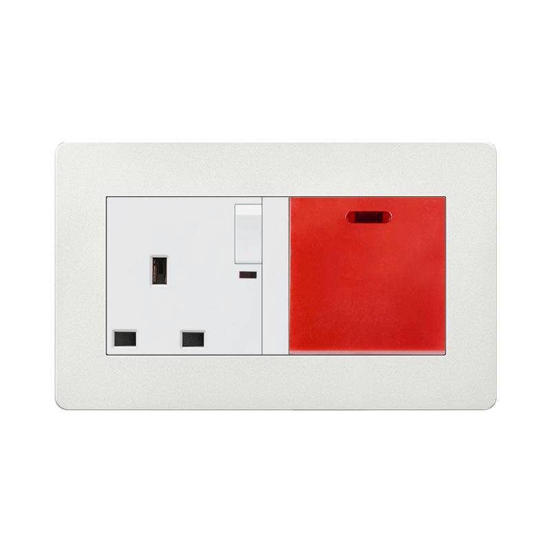 Ổ Cắm Điện Ba Lỗ Vuông Góc Vuông Đa Năng Tiêu Chuẩn Anh 13A Với Khung Cong 45A Loại 146 Hồng Kông Macau