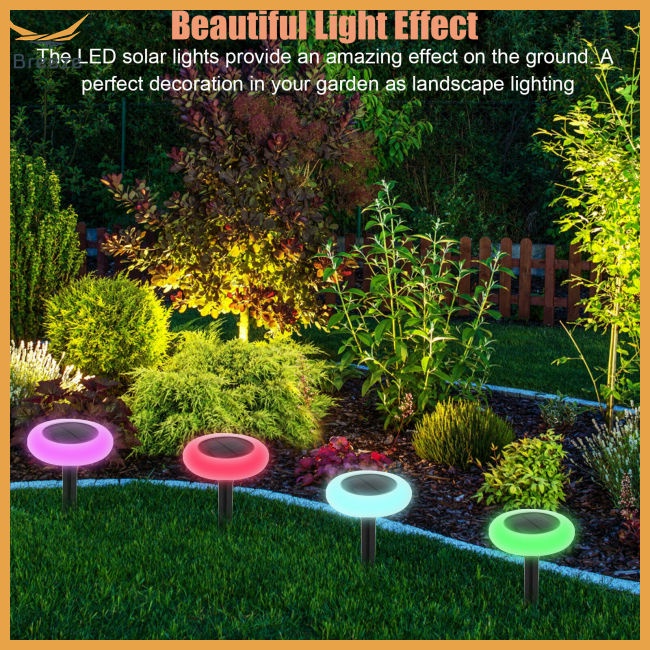 Bộ 2 Đèn Led Năng Lượng Mặt Trời Chống Nước Ipx7 Thay Đổi 7 Màu Sắc Trang Trí Sân Vườn