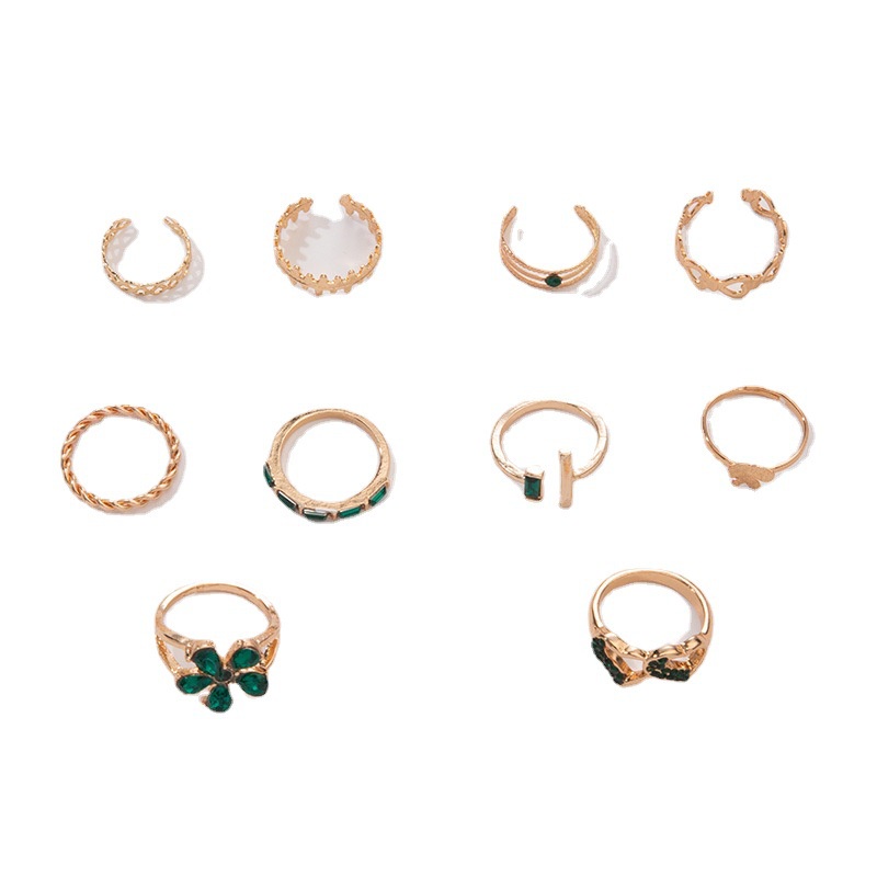 Set 10 Nhẫn Đeo Tay Kim Loại Thời Trang Cho Nữ