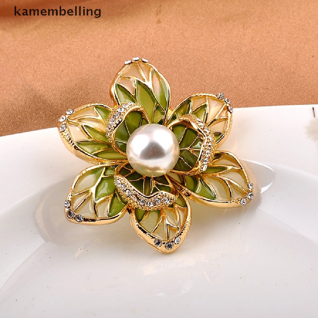 Trâm Cài Áo Hình Hoa Đính Ngọc Trai Tráng Men Thời Trang