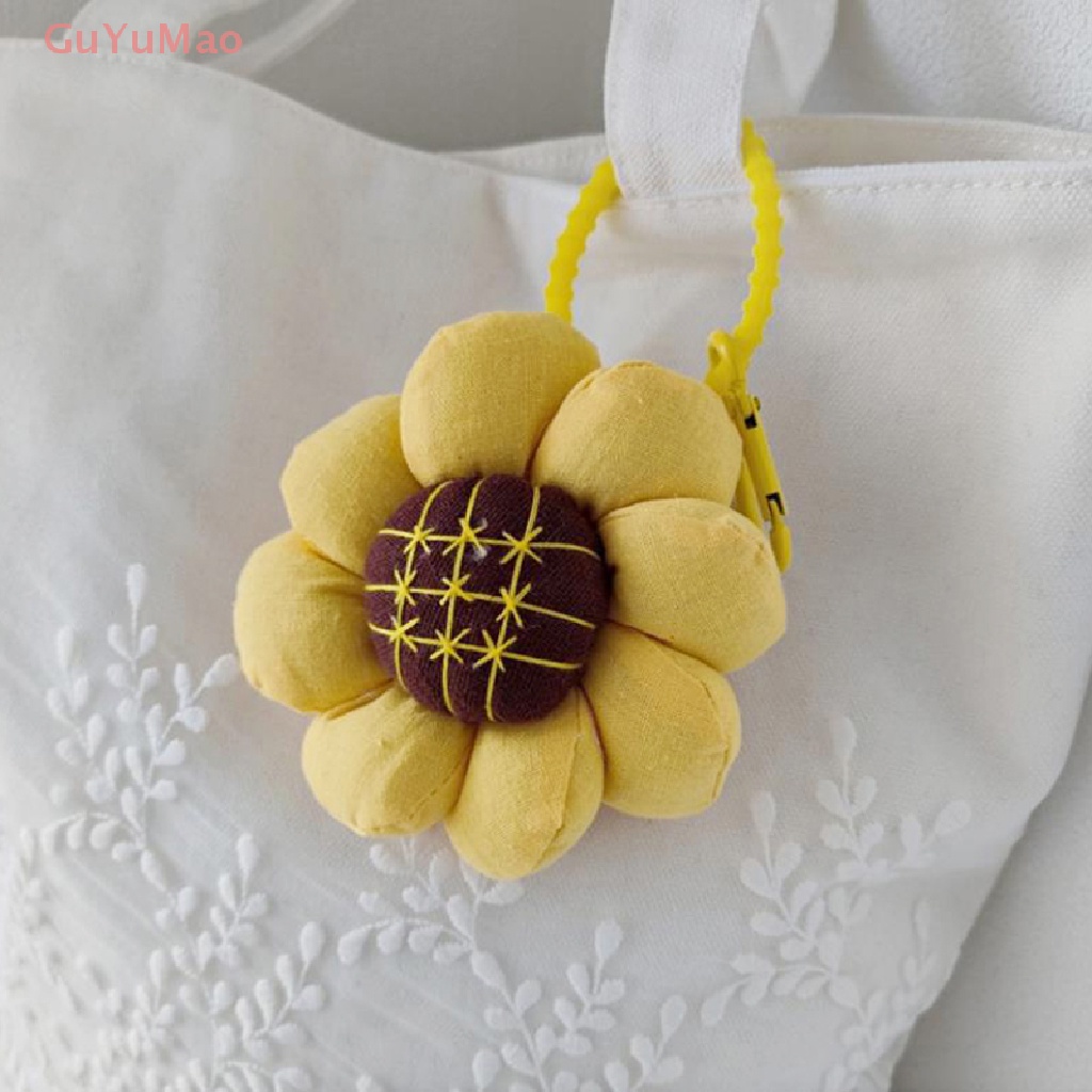 Móc Khóa Hình Hoa Hướng Dương Chất Liệu Cotton Lanh Xinh Xắn Cho Nữ