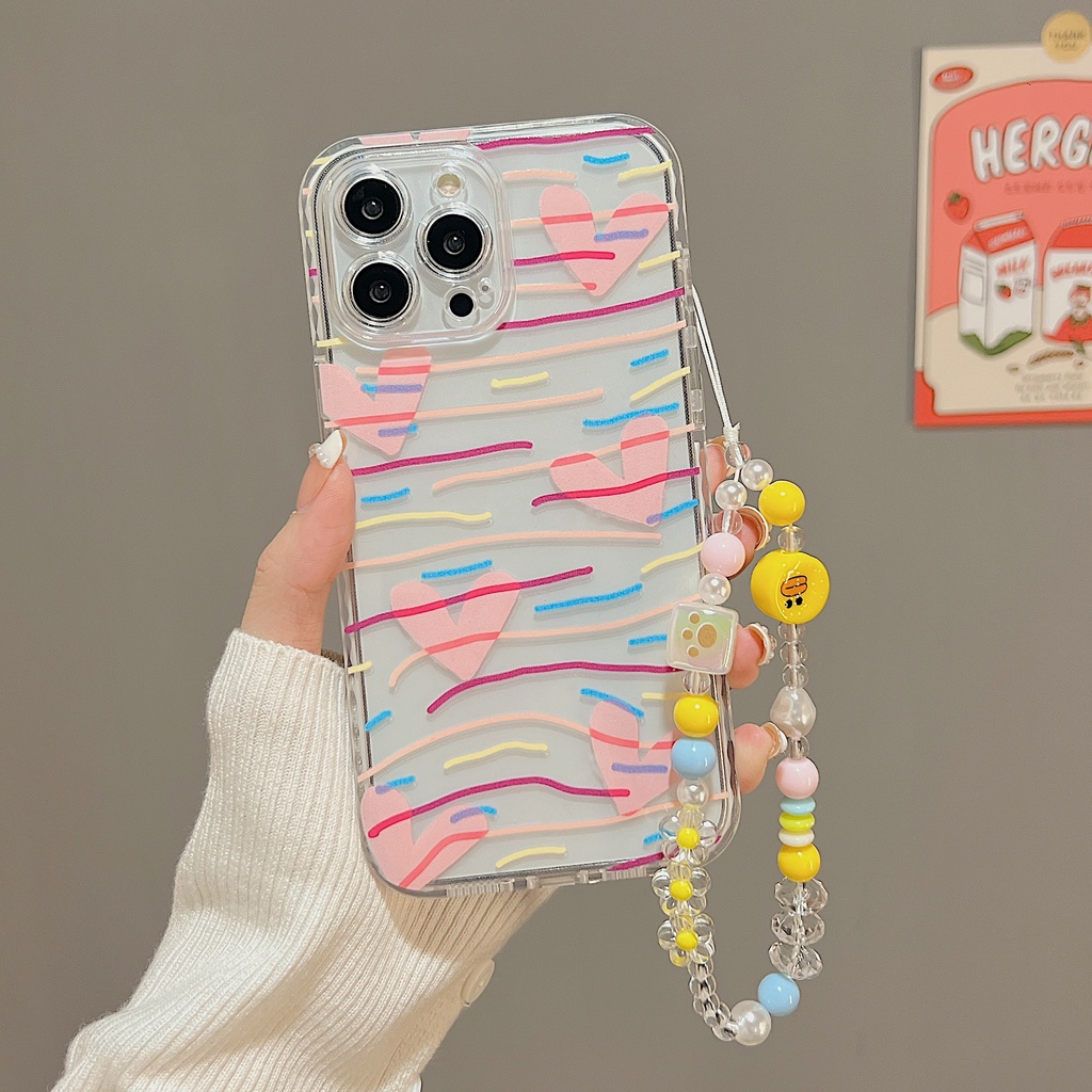 Ốp Điện Thoại TPU Dẻo Trong Suốt Họa Tiết Kẻ Sọc &amp; Ngọc Trai Chống Rơi Cho iphone 13 14 12 11 pro max