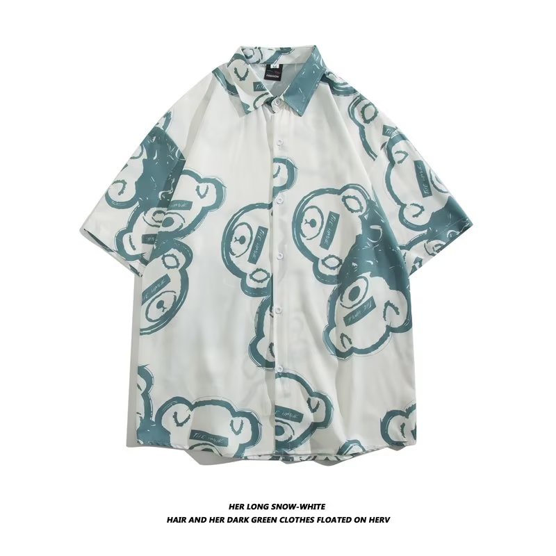 Áo Sơ Mi Tay Lỡ In Họa Tiết Thời Trang Phong Cách Harajuku Cho Nam