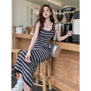 Váy sọc thời trang mùa hè,Sexy Sleeves Maxi Dress,Váy vest bó sát  hka093