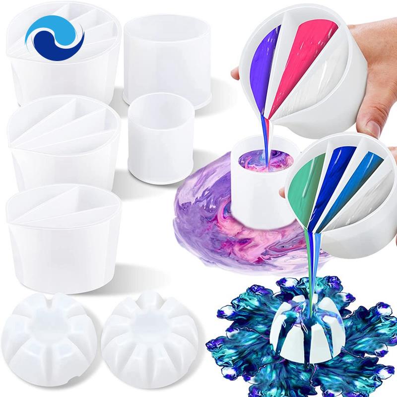 Bộ 8 Cốc Đổ Sơn Acrylic DIY Nhiều Kênh Tiện Dụng