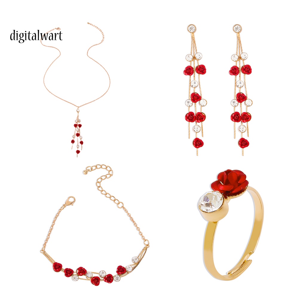 Kỹ Thuật Số| 1 Bộ Vòng cổ Và Bông Tai Dáng Dài Đính Đá Màu Sắc Tương Phản Dành Cho Nữ