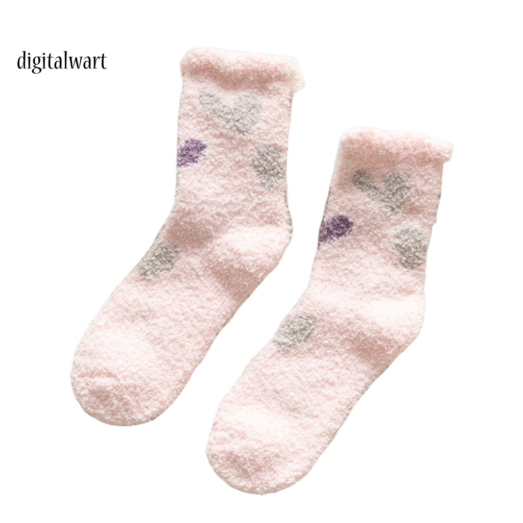 Kỹ Thuật Số| 1 Đôi Vớ Lông Cừu San Hô Dày Giữ Ấm Mềm Mại In Họa Tiết Hoạt Hình Dễ Thương