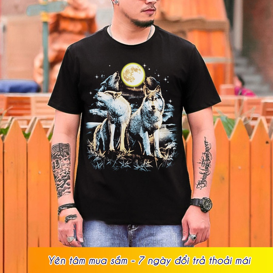 Áo thun nam in hình chó sói 3d thái lan - bigsize 5XL 6XL 7XL 3010