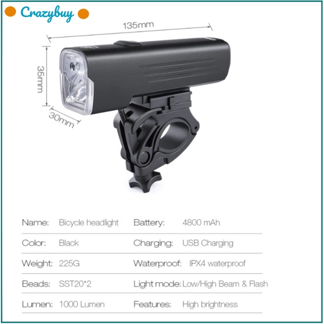 Cr Đèn Pha Xe Đạp Ban Đêm Điều Chỉnh Được Chống Nước