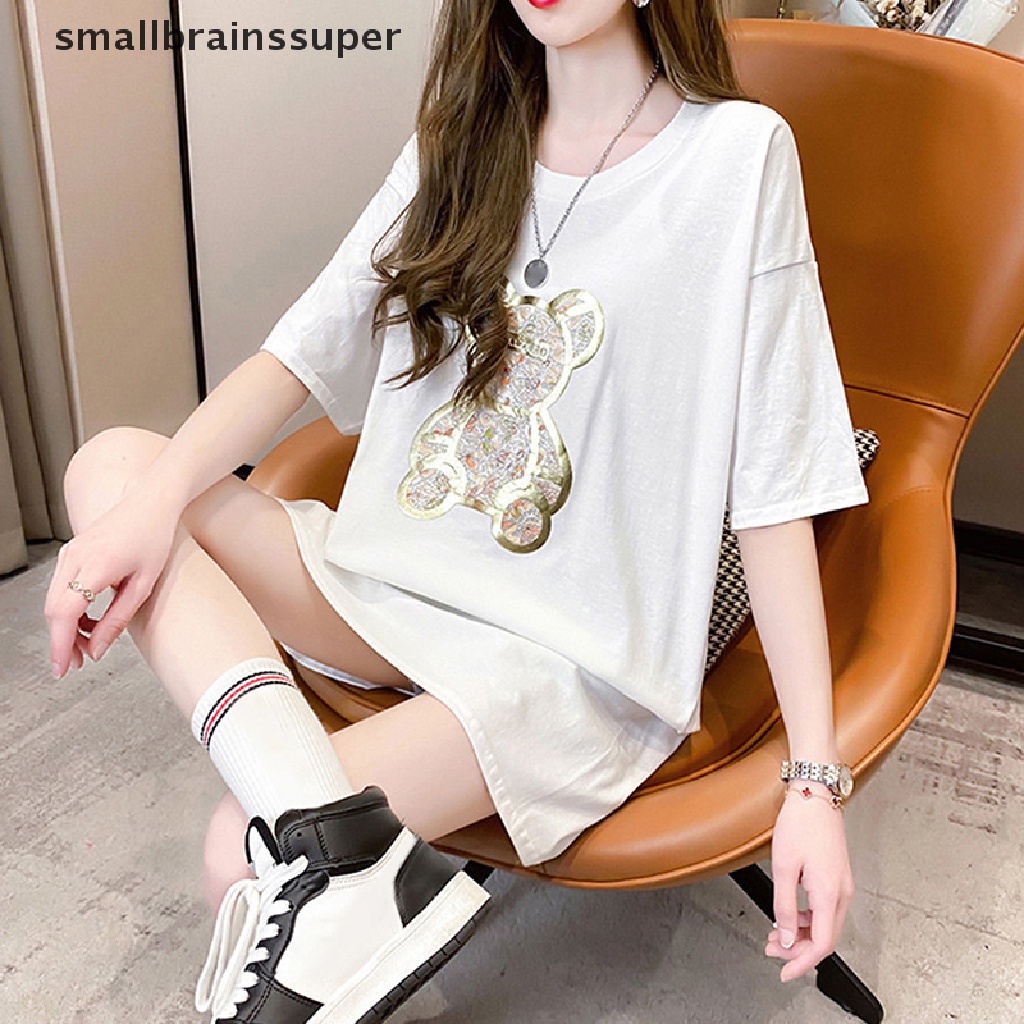 Áo Thun Tay Ngắn Cổ Tròn In Hình Gấu Hoạt Hình Thời Trang Mùa Hè Cho Nữ SBS