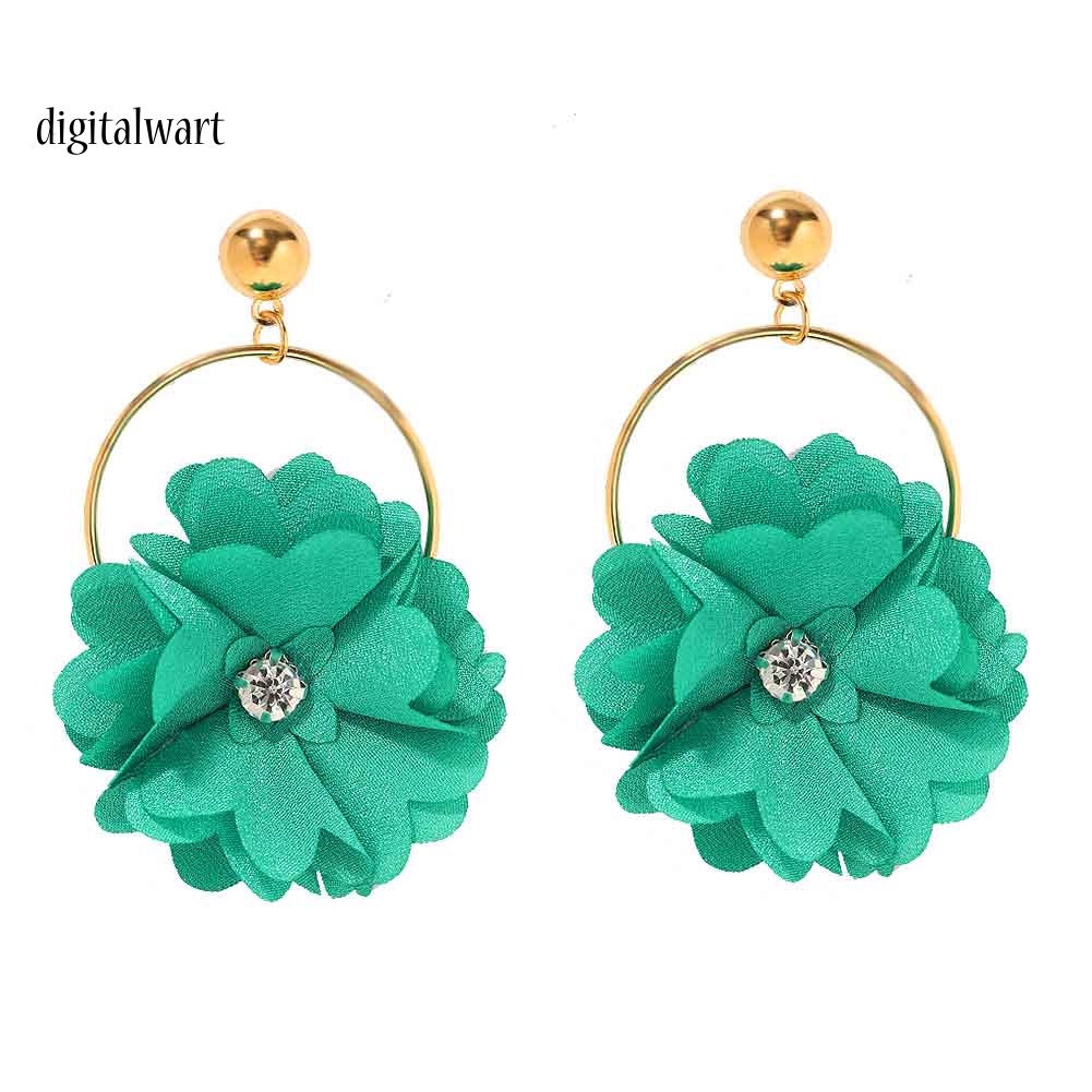 Kỹ Thuật Số| Bông Tai HợP Kim HìNh Hoa ĐíNh Đá ThờI Trang