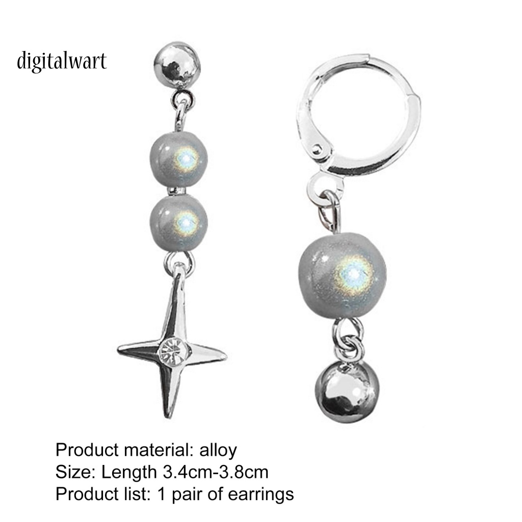 Kỹ Thuật Số| 1 Đôi Bông Tai Xỏ Lỗ Bất Đối Xứng Màu Sáng Thời Trang Dành Cho Nữ