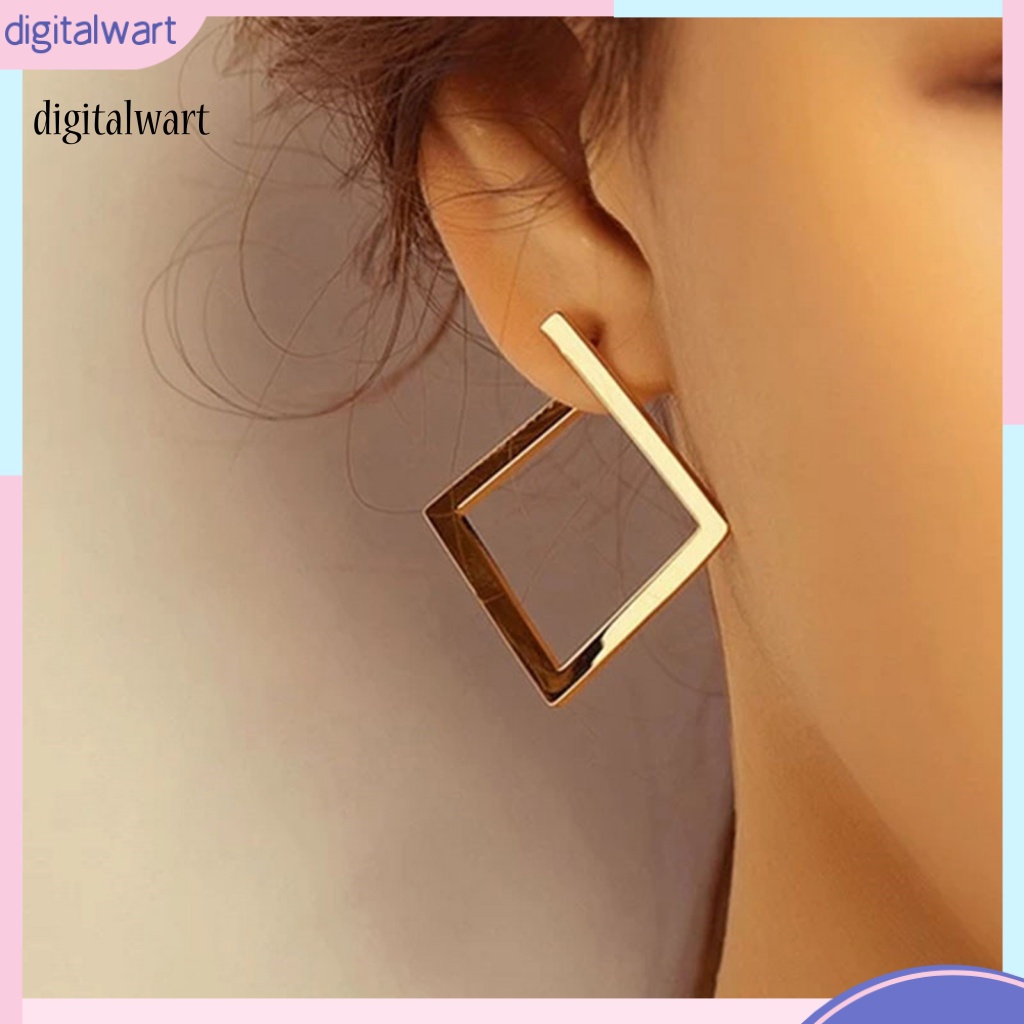 Kỹ Thuật Số| 1 Đôi Bông Tai Xỏ Lỗ Hình Vuông Cỡ Lớn Thiết Kế Tối Giản Thời Trang Cho Nữ