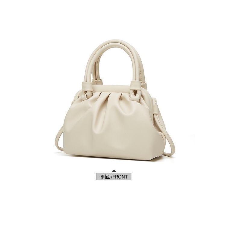 Túi Xách Da PU Màu Trơn Xếp Ly Xinh Xắn Hợp Thời Trang