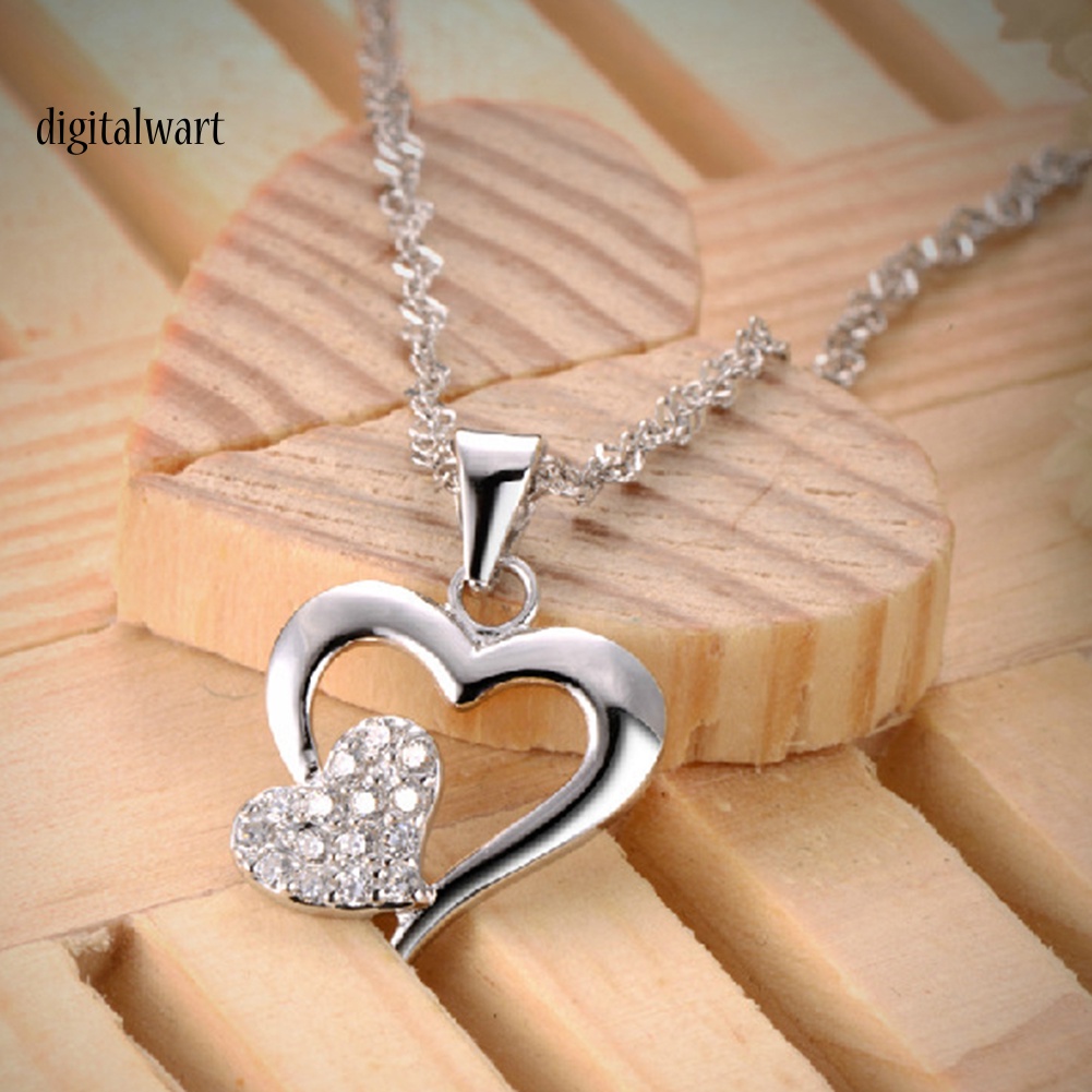 Kỹ Thuật Số| Vòng cổ Mạ BạC HìNh TráI Tim ĐíNh Đá Xinh XắN