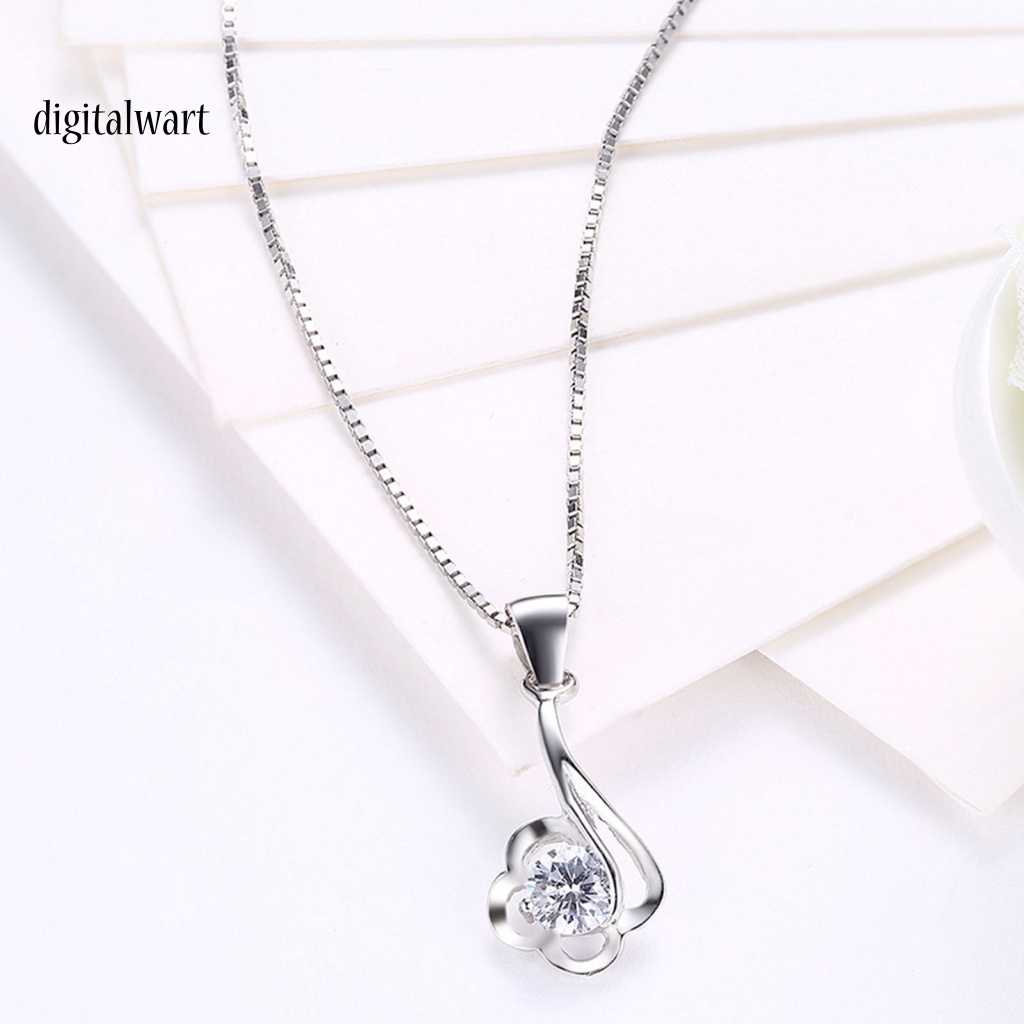 Kỹ Thuật Số| Vòng cổ Mạ Bạc 925 Mặt Hình Hoa Đính Đá Zircon Dễ Thương Cho Nữ