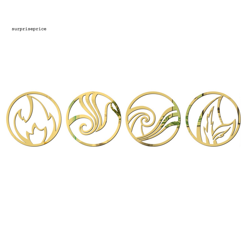 Bộ 4 Miếng Dán Tường Bằng Acrylic Tráng Gương 3D Có Thể Tháo Gỡ Dùng Trang Trí Nhà Cửa