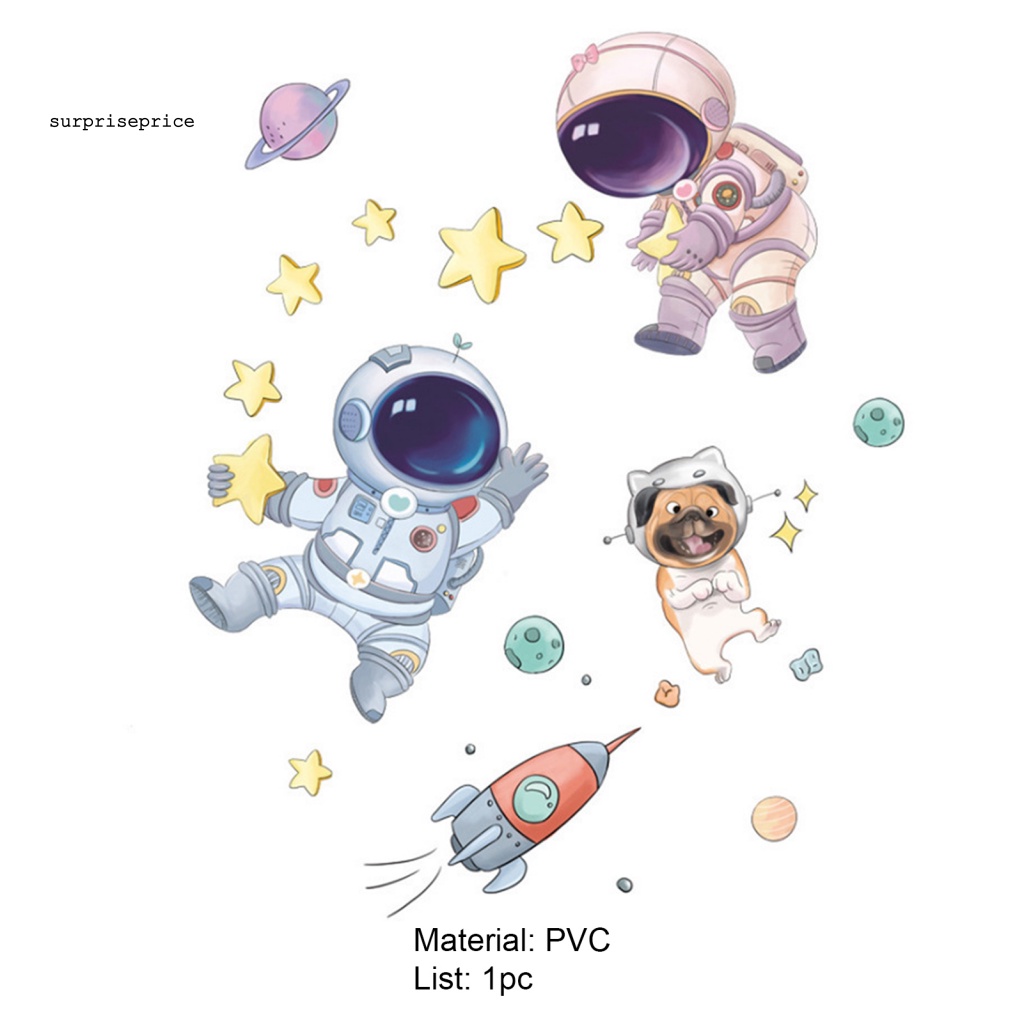 Sticker Dán Tường Họa Tiết Phi Hành Gia Hoạt Hình Dễ Thương Bắt Mắt