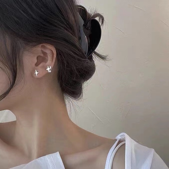 Bông Tai Mạ Bạc 925 Hình Ngôi Sao Đơn Giản Phong Cách Mới 2023