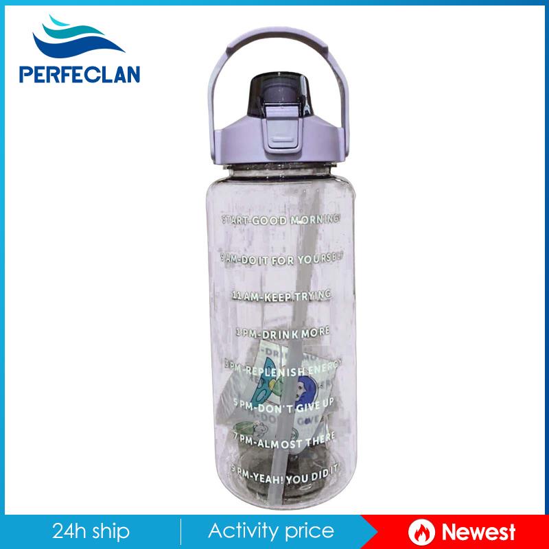 [Perfeclan] Bình Đựng Nước Có Ống Hút Chống Rò Rỉ Thời Gian Đánh Dấu Thời Gian 2L Dành Cho Trẻ Em Và Người
