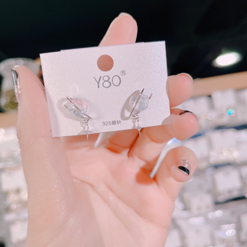 Bông Tai Mạ Bạc 925 Họa Tiết Bầu Trời Đầy Sao Màu Gradient Thời Trang Hàn Quốc Cho Nữ