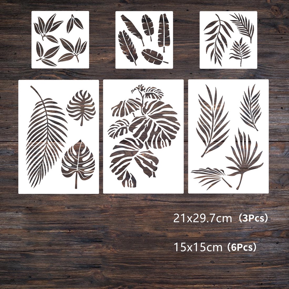 Set 9 Khuôn Giấy Nến A4 29cm Họa Tiết Lá Cây Trang Trí Sổ Tay