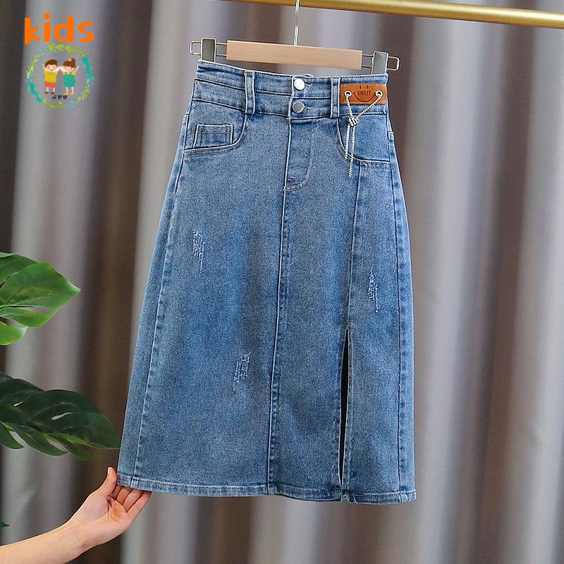Đầm Denim Dáng Rộng Phong Cách Thời Trang Xuân Thu Dành Cho Bé Gái 3-5 - 8-10 - 12-13 - 14 Tuổi