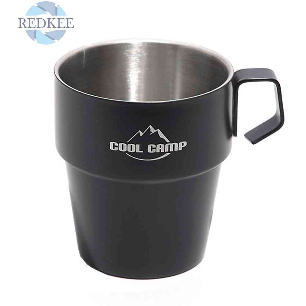 Cốc Uống Nước Hai Lớp Chống Bỏng Dung Tích 300ml Dùng Khi Đi Cắm Trại