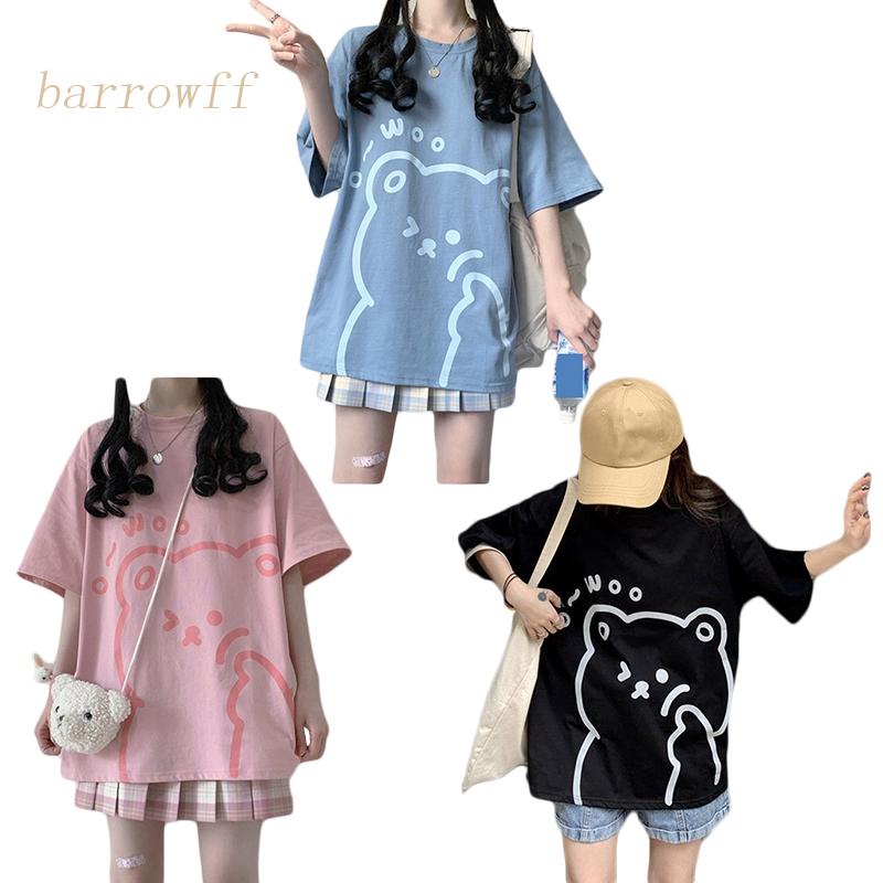 Áo Thun Tay Ngắn Cổ Tròn In Hình Gấu Hoạt Hình Phong Cách Harajuku Dành Cho Nữ