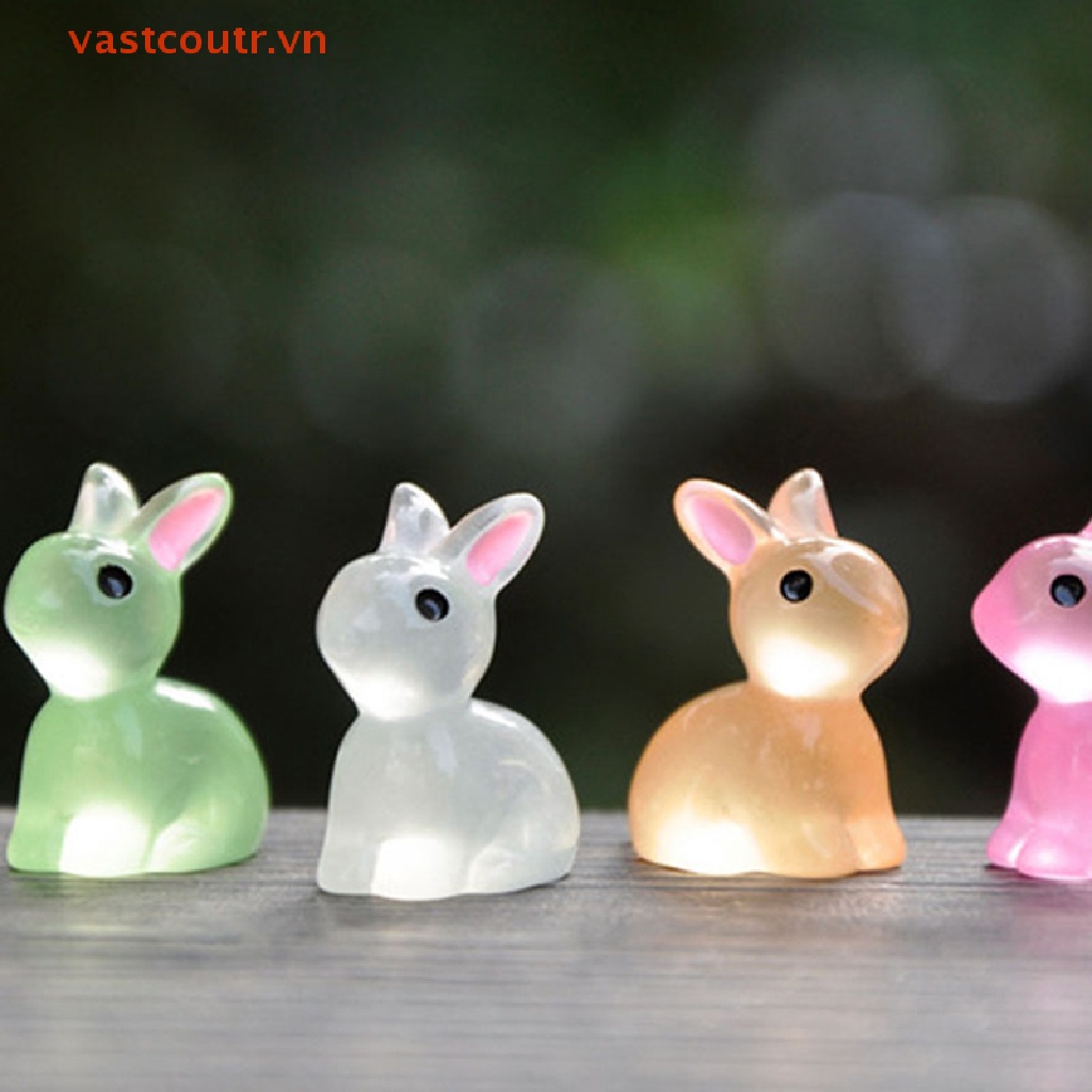 Set 10 Tượng Thỏ Mini Phát Quang Xinh Xắn Dùng Để Trang Trí