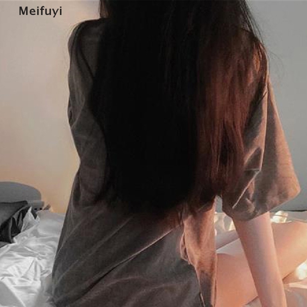 Áo Thun Ngắn Tay Cổ Tròn Dáng Rộng Màu Trơn Thời Trang Mùa Hè Cho Nữ